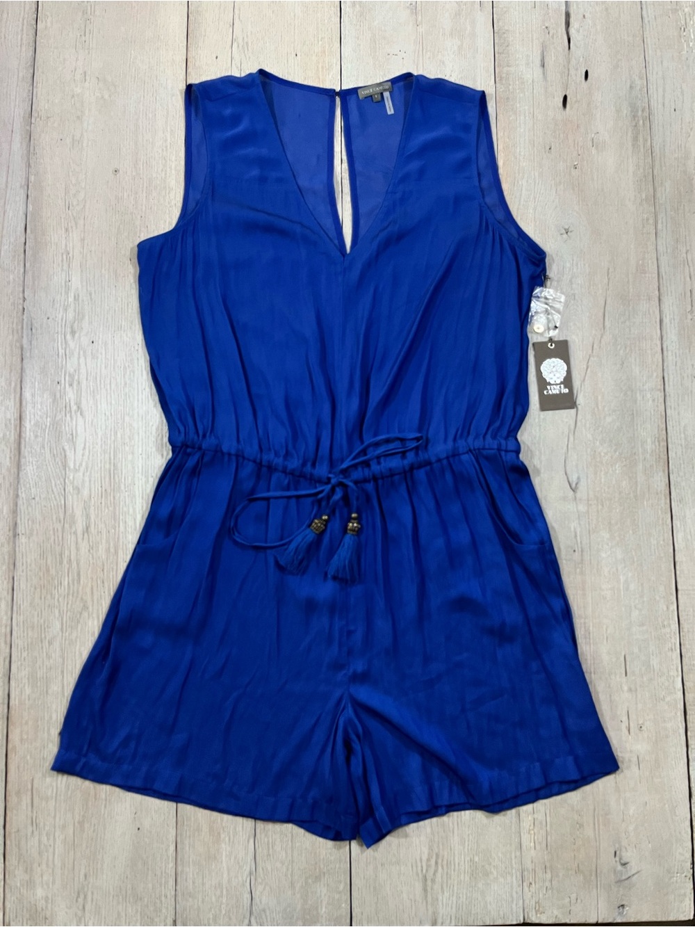Vince Camuto Cobalt Blue Sleeveless Shorts Romper Size L NWI